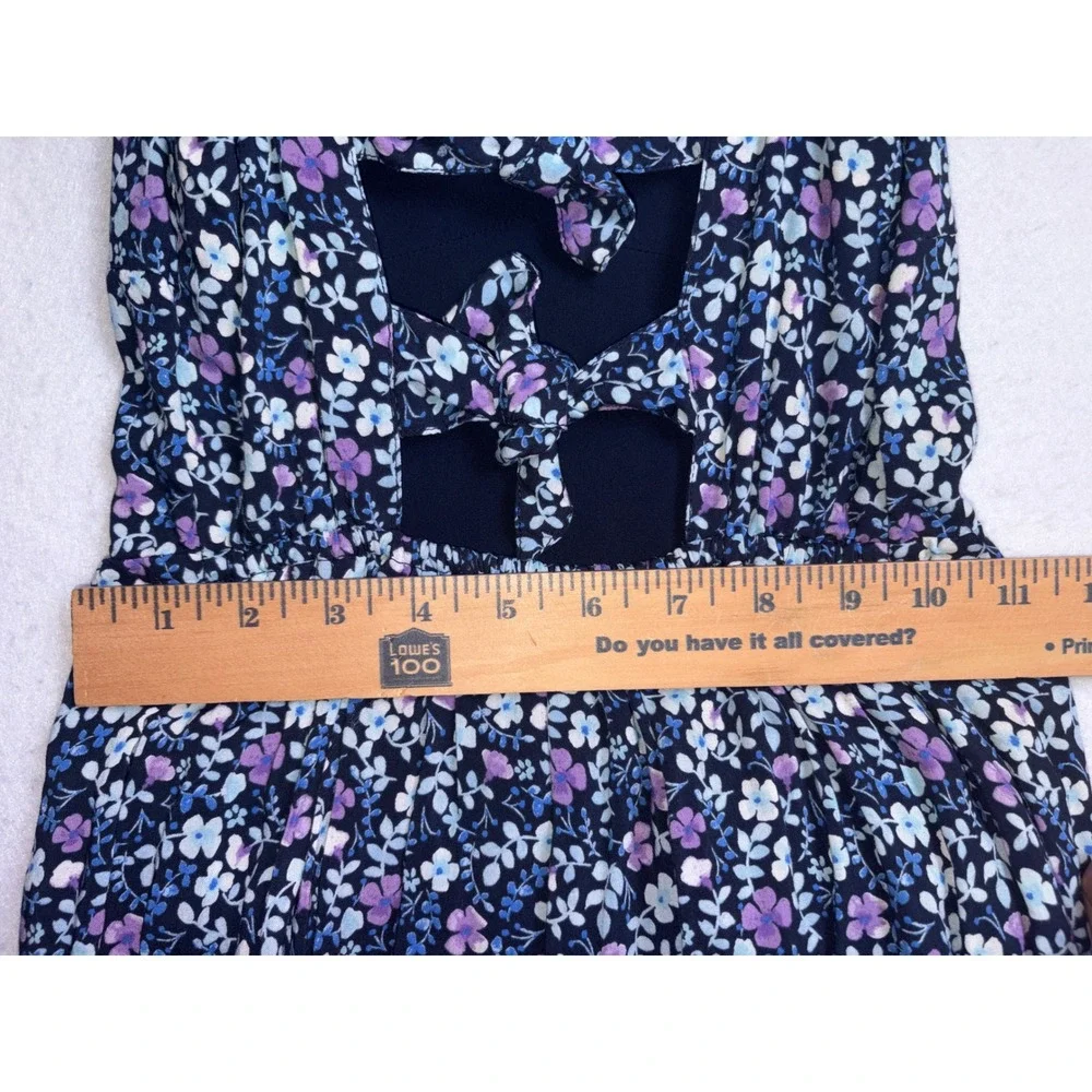 Abercrombie & Fitch Floral Maxi Dress Blue Purple Tie Back Cutout Small